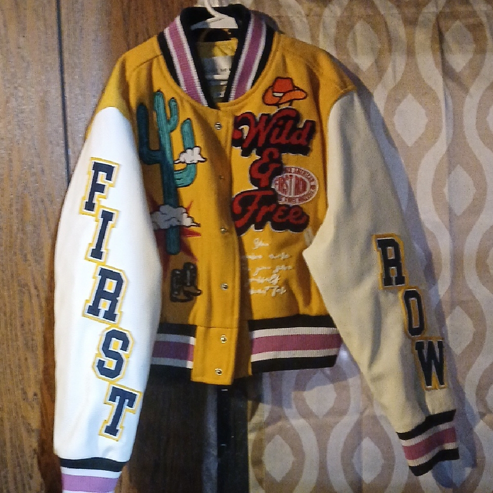 First Row Kids Varsity Jacket - Yellow and White